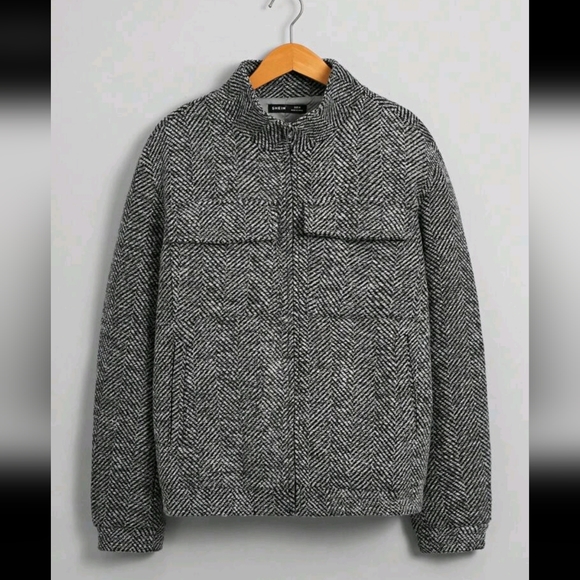 NEW! TEXTURED FABRIC TWILL knit JACKET size medium - Picture 2 of 4